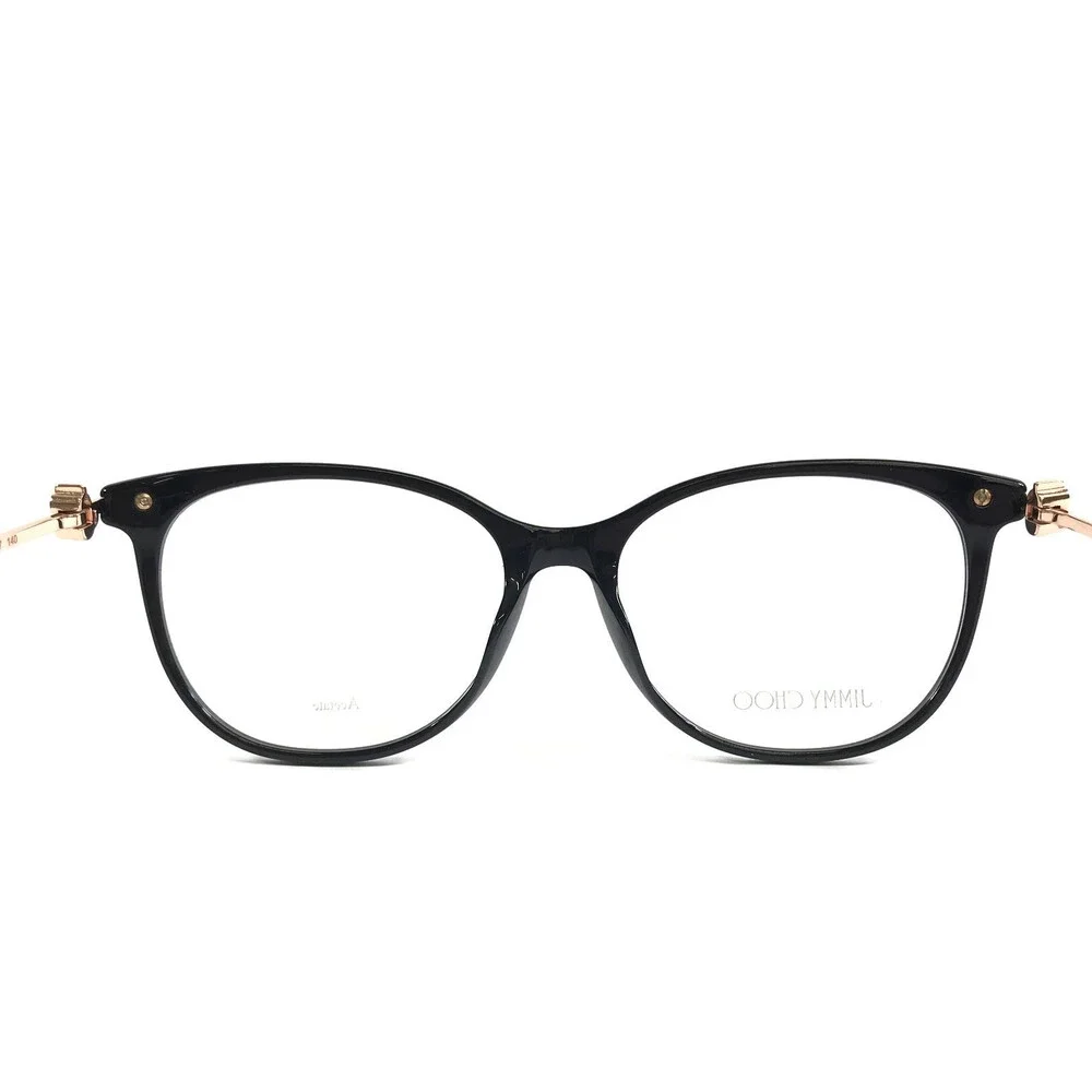 Jimmy Choo Eyeglasses Frames JC283 807 Shiny Black Rose Gold Cat Eye 54-17-140